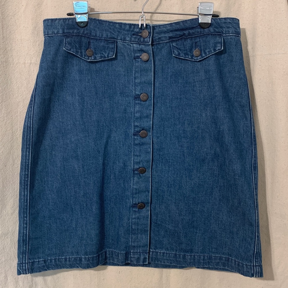 Old Navy Button Front Jean Denim Skirt 12
